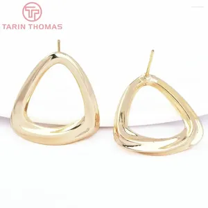 Stud Earrings (7807) 4PCS 22x24MM 24K Gold Color Brass Triangle Shape Twist High Quality Jewelry Findings Accessories Wholesales