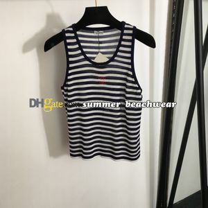 Designer Mulheres Tank Tops Camisetas Verão Mulheres Tops Tees Top Bordado Sexy Casual Sem Mangas Backless Top Camisas Sólidas Stripe Cor Colete