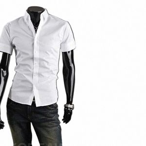 Verão dos homens Coreano Fi Slim Fit Camisa Casual Social Busin Dr Marca Camisas Para Homens Top Quality Manga Curta 20 Cores c2eO #