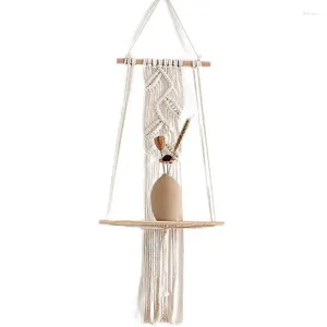 Tapissries Bohemian Woven Tassel Macrame Tapestry Diy Plant Hanger Handmade vägg hängande hylla flytande dekor