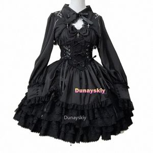 japanese Victorian Gothic Lolita Dr Women Punk Style Sweet Lace Bow Eveing Party Dres Harajuku Y2k Cosplay Princ Dr f8eX#