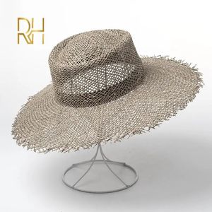 Casual Sommer Mädchen Runde Bowler Raw Fringe Stroh Hut Hohl Seegras Salz Hut Natürliche Frauen Sonnenhut Für Party urlaub 240325