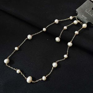 Anklets New Fashion Freshwater Pearl 24K Gold Plated Womens Necklace Sexy Pearl Necklace Bikini Cream Chain Body JewelryL2403