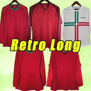 Manga comprida Portugal Retro Jerseys de futebol Rui Costa Figo Ronaldo Nani CARVALHO Camisas de futebol clássicas Portugal Uniformes 2016 16 2006 2012 06 12 2018 18