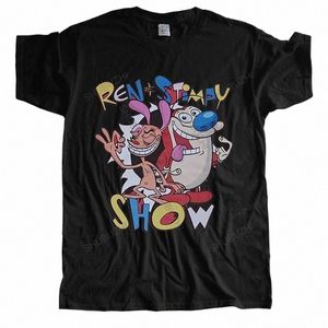 Cott Mnóstwo kolorowych tshirt mężczyzn letnich tee ren i stimpy show większy rozmiar marki homme zabawna druk koszulka swobodna koszulka a8s9#