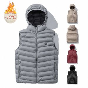 Homens inverno novo quente usb aquecimento jaquetas de lã parka colete homens termostato inteligente destacável chapéu aquecido jaqueta à prova de vento colete j6Md #