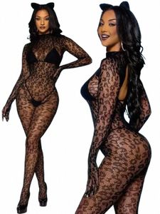 lingerie donna Babydoll Intimo Camicie Catsui abbigliamento esotico s Body calza Leopard body body tuta e37E #
