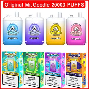 オリジナルMr.Goodie 20000パフ20K使い捨てベイプペンデュアルタンクデュアルメッシュコイル20+20ML 650MAHタイプC 0/2/5％12フレーバープレフィルドデバイスEタバコポッド