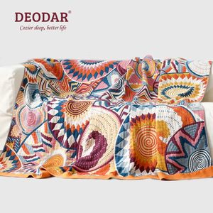 Deodar Nordic Bohemian 100% Algodão Gaze Sofá Toalha Capa de cama durante toda a temporada Nap Colcha Viagem Camping Cobertor para dormir 240325