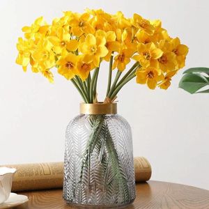 Decorative Flowers Bridal Bouquet DIY Wreath Home Decoration Living Room Wedding Fake Daffodil Narcissus Artificial Plant