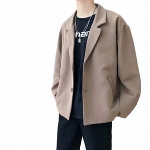 блейзеры мужские однотонные оверсайз 3XL весенний шикарный модный корейский стиль Ulzzang свободный мужской костюм для отдыха высококачественные брендовые универсальные топы K2dK #