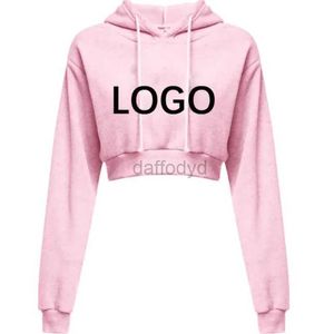 Felpe con cappuccio da donna Felpe personalizzate Felpa da donna corta corta con cappuccio manica lunga tinta unita moda casual streetwear pullover femminile S-2XL 24328