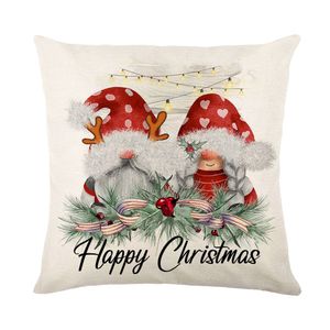 Square Pillcase Christmas Pillow Case 45x45cm Linen Cushion Cover