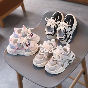 Barn sneakers casual småbarnskor springa barn ungdom baby sport skor vår mesh pojkar flickor barn sko beige svart rosa storlek 21-36 g2fl#