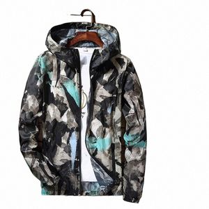 plus Size S-7XL Men's Casual Camoue Hoodie Jacket 2019 Summer Ultra Light Rainproof Waterproof Windbreaker Coat Male Outwear S3Ie#