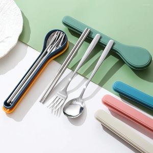 Conjuntos de utensílios de jantar 3/2pcs com talheres de estojo 410 Aço inoxidável estilo coreano Tableware Spoon Fork