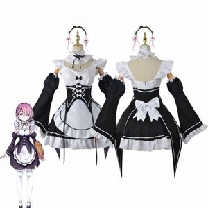 Ram / rem Cosplay Re: zero Kara Hajimeru Isekai Seikatsu Trajes Dr Headdr Party Suit Anime Maid Dr Costume B3VL #