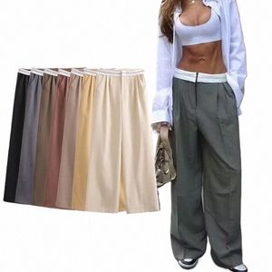 traf 2024 Wide Leg Pants for Women High Waist Trousers Women Pleated Casual Baggy Pants Woman Streetwear Oversize Pants Women T3oN#