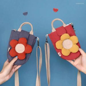 Shoulder Bags Women's Canvas Handbag 2024 Strap Bag Shopping Leisure Fashion Soft Japanese Flowers Kawaii Mobile Phone