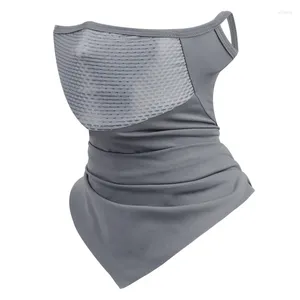 Bandanas Summer Breathable Silk Head Cover Sunscreen Sport Riding Mask Men's Ear Hanging Triangle Scarf Face Neck Protection