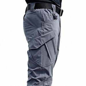 new Mens Tactical Pants Multiple Pocket Elasticity Military Urban Commuter Tacitcal Trousers Men Slim Fat Cargo Pant 5XL Q7DC#