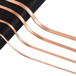 Kedjor Rostfritt stål Snake Rose Gold Color Tone Necklace Flat Chain Jewelry Gift Diy Fynd Accessories250V
