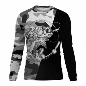 2024 camisa de pesca masculina UV Protecti Crewneck Top, UPF50 + camisa de pesca de manga LG masculina / roupas esportivas de verão ao ar livre masculinas a73V #