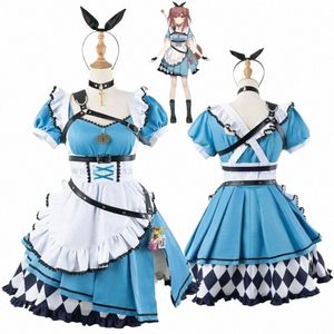 Anime Virtual YouTuber Hololive Inugami Kore Cosplay Peruca Casaco de Beisebol Cauda Maid Lolite Dr Mulher Sexy Carnaval Terno p8Br #