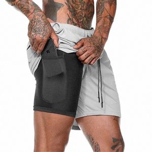 caldo 2023 2 in 1 pantaloncini da corsa da uomo a due piani pantaloncini da palestra sportivi Fitn pantaloni corti da allenamento pantaloncini da uomo abbigliamento sportivo Bodybuilding k412 #