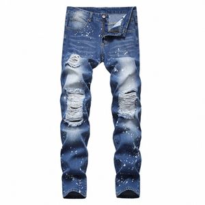 men's Spring And Summer Casual Ripped Jeans Straight Leg Fi Pants E for Men 1 Year v5tM#