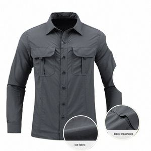 Camisa leve de secagem rápida Camisa Tática Ao Ar Livre Militar Lg-Sleeve Camisa de Trabalho Respirável Sports Tops Sun Protecti J4DP #