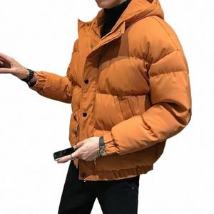 men's Winter Bread Coats Fi Printed Youth Students Down Cott Jacket Male Hooded Padded Jackets Loose Warm Parka Outerwear q7UJ#