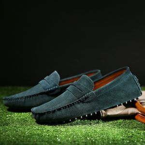 Män casual skor espadrilles trippel svart vit brun vin röd marin khaki herrar mocka läder sneakers glid på båt sko utomhus platt kör jogging promenad 38-52 a112