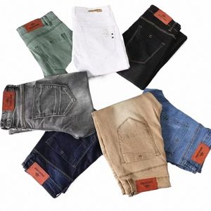 7 cores homens estiramento jeans magros fi casual fino ajuste calças jeans masculino cinza preto cáqui branco calças marca 2023 novo p9ns #