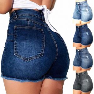 summer Women's Hot Shorts High Waist Solid Color Woman Denim Shorts For Women Jean Shorts v994#