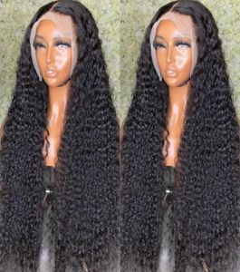 Парики шнурка 13x6 HD Прозрачный бразильский глубокий вьющийся передний парик человеческих волос 30 40 дюймов 250 Плотность фронтальная для чернокожих женщин76805044295866