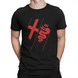 Męskie koszulki humor nachylone paski T-shirty dla mężczyzn okrągła szyja czyste bawełniane koszula Alfa Romeos Factory