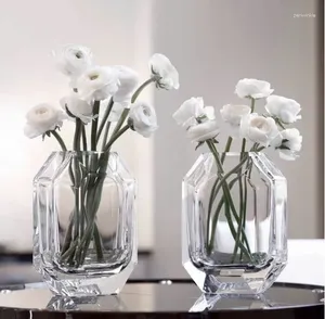 Wazony ośmiokątny kryształowy wazon trójwymiarowy diamentowy diament Rzeczywisty rezydencja willa dekoracja kwiatów wielobarwna