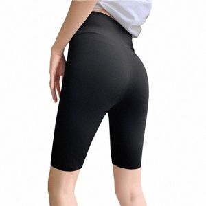 bivigaos Summer Sharkskin Fabric Biker Shorts Women's Thin Black Cycling Shorts Slim Skinny Sport High Waist Fitn Shorts k70j#