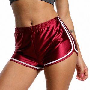 Dziewczęta damskie satynowe sportowe szorty biegające na siłownię fitn cheerleaderka krótkie spodnie Summer Casual Regulr Fit Trainut Pants x7p4#