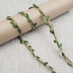 Löv 10m/Lot Hemp Vine Green med bröllop Dekorerat rep Diy Hang Tag Cords Rattan Party Tyg Woven Present Packing String