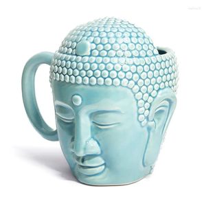 Mugs Coffee Cup Tathagata Buddha form Hållbar Buddhas huvud keramik Lätt att använda