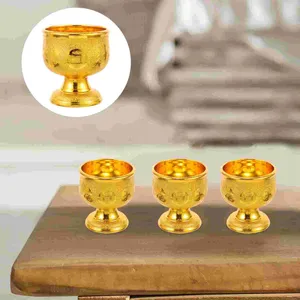 Bicchieri usa e getta Cannucce 6 pezzi Decorazioni in oro Il sacro per il Buddha nella sala ancestrale che offrono forniture Ciotola Calice Tempio Porta acqua