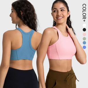 Lu Align Yoga Tanks Ribbed High-Neck Racerback Bra Buttery-Soft Sweat-Wicking Light Support Sports Bras med avtagbara koppar Tank Top Lemon Sports 2024