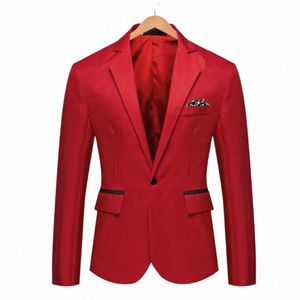 men Suit Coat Elegant Slim Fit Men's Suit Jacket for Formal Busin Wedding Prom Single Butt Lapel Coat with for Office n2Iw#
