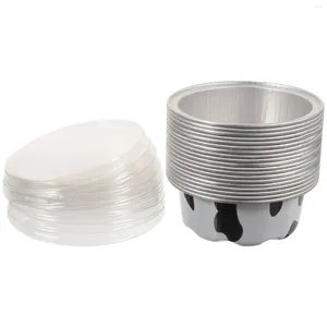 Disposable Cups Straws 50 Pcs Aluminum Tin Paper Cup Mini Cake Alloy Pans Lids Egg Tart Molds Baking Container Individual Containers