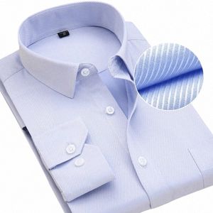 8xl Plus Size Men's Top Quality Dr Shirts Lg Sleeve Slim Fit Solid Striped Busin Formal White Shirt Male Social Clothing o3wL#