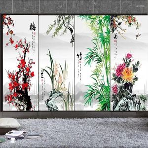 Window Stickers Goldfish Pattern Bathroom Privacy Film Landscape Decoration Glass Sticker Light Opaque Study Living Room