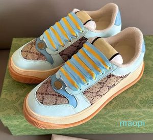 2024 Low Top Men Screener Sneakers Shoes Retro Retro منقوش من الجلد مدربون ثنائي الألوان المطاط