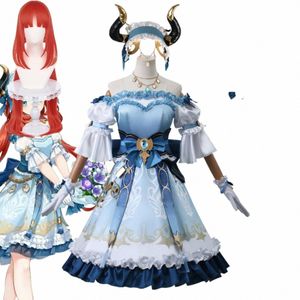 Nilou New CosplayコスチュームGenshin Impact Cosplay Costume Lolita Girls Daily Wear Blue Dr Maidカーニバルユニフォームパーティースーツ71AA＃